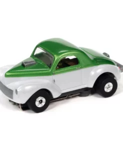 Auto World 1941 Willys Coupe Gasser Green/White Thunderjet HO Slot Car