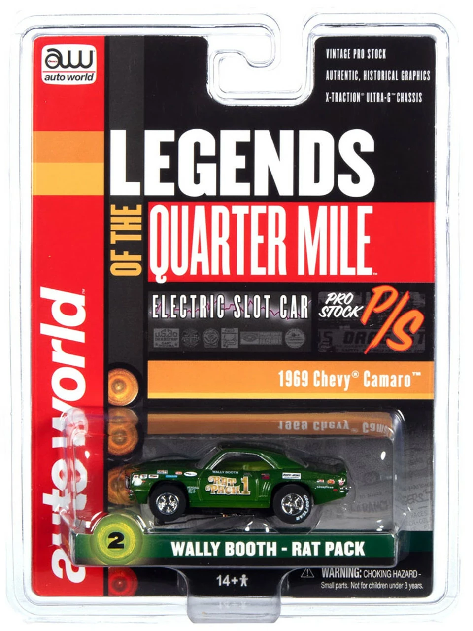 Auto World 1969 Chevy Camaro Wally Booth Rat Pack Legends of the 1/4 Mile X-Traction HO Slot Car - Image 2
