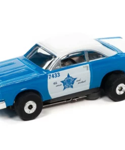 Auto World 1967 Ford Fairlane Chicago Police Car (Blue/White) Thunderjet HO Slot Car