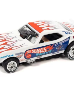 Auto World 1972 Plymouth Cuda Funny Car (White w/Flames) Don " The Snake" Prudhomme Snake II 4Gear Legends R1 HO Slot Car