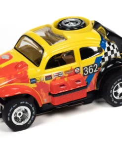 Auto World 1965 Volkswagen Baja Bug (Red, Yellow) Rally World Stage X-Traction HO Slot Car