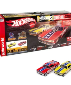 Auto World Hot Wheels Legends of the Quarter Mile Snake Vs Mongoose 13' Dragstrip HO Slot Car Race Set