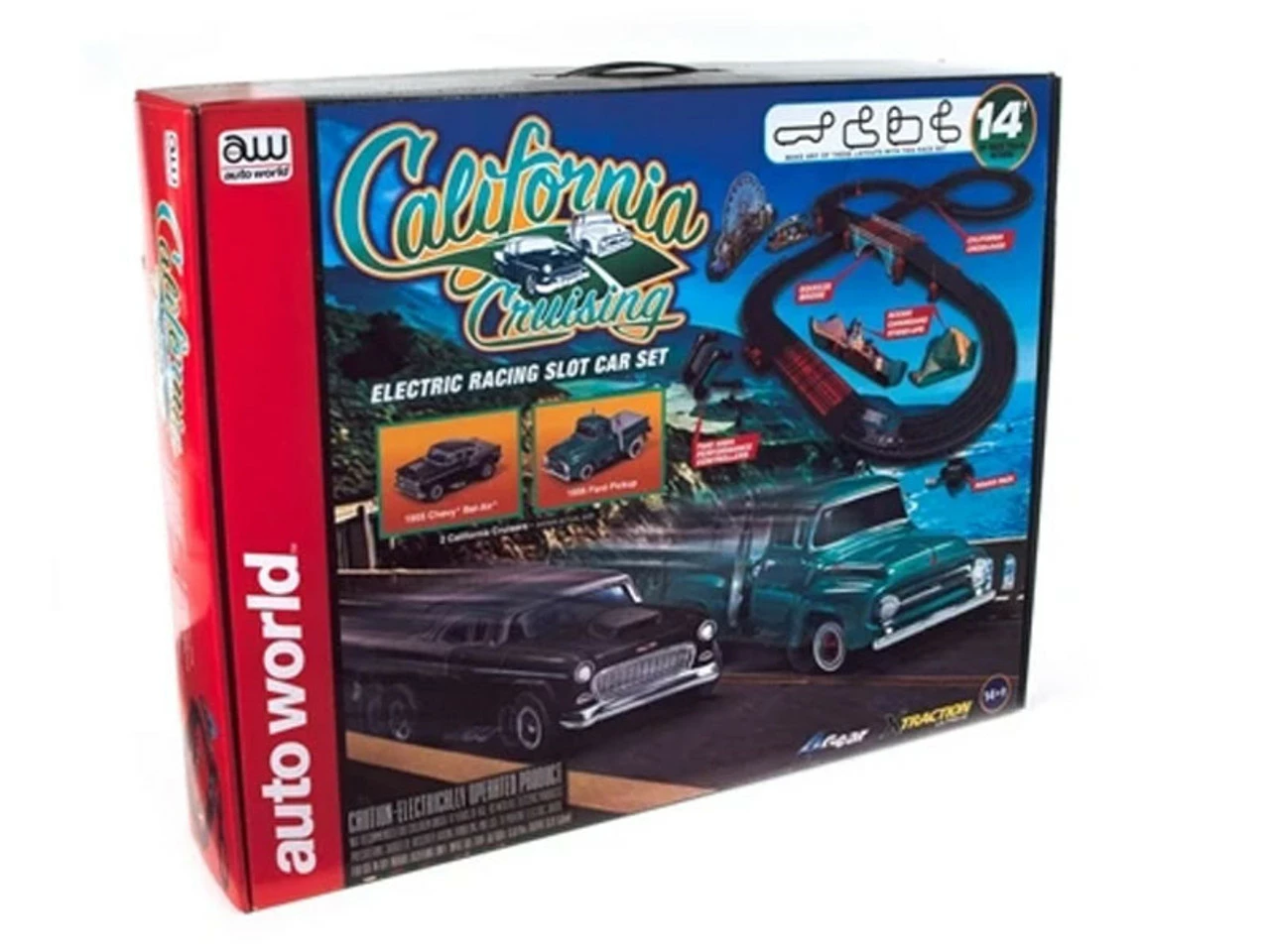 Auto World California Cruising "The Pacific Coast Highway" 14' HO Slot Car Set