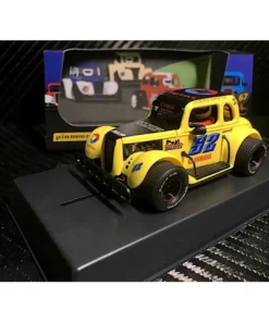 Pioneer 1934 Ford Coupe Legends Racer #52 Yellow 1/32 Slot Car