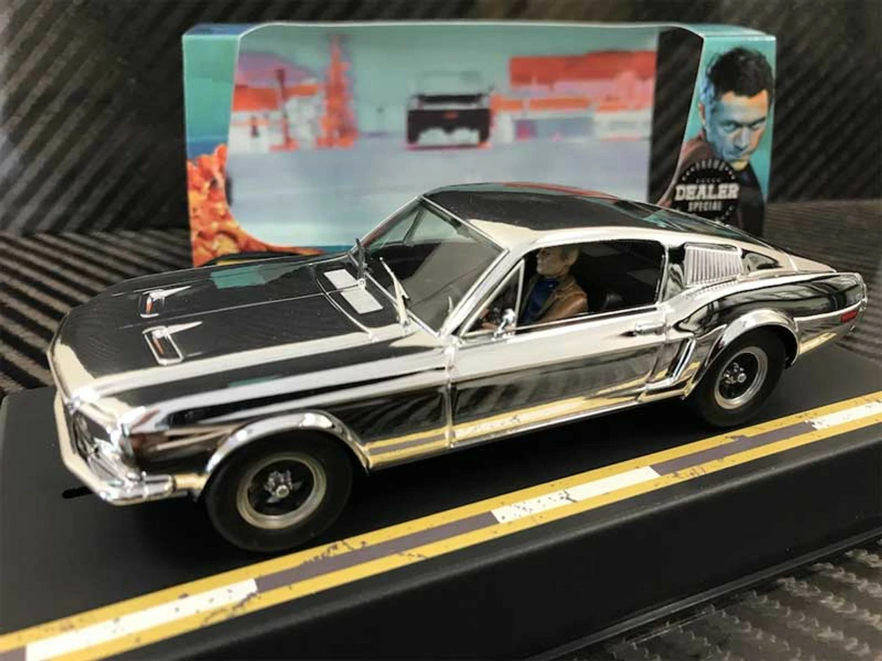 Pioneer 1968 Ford Mustang 390 GT 'Steve McQueen BULLITT' CHROME 1/32 Slot Car - DEALER SPECIAL